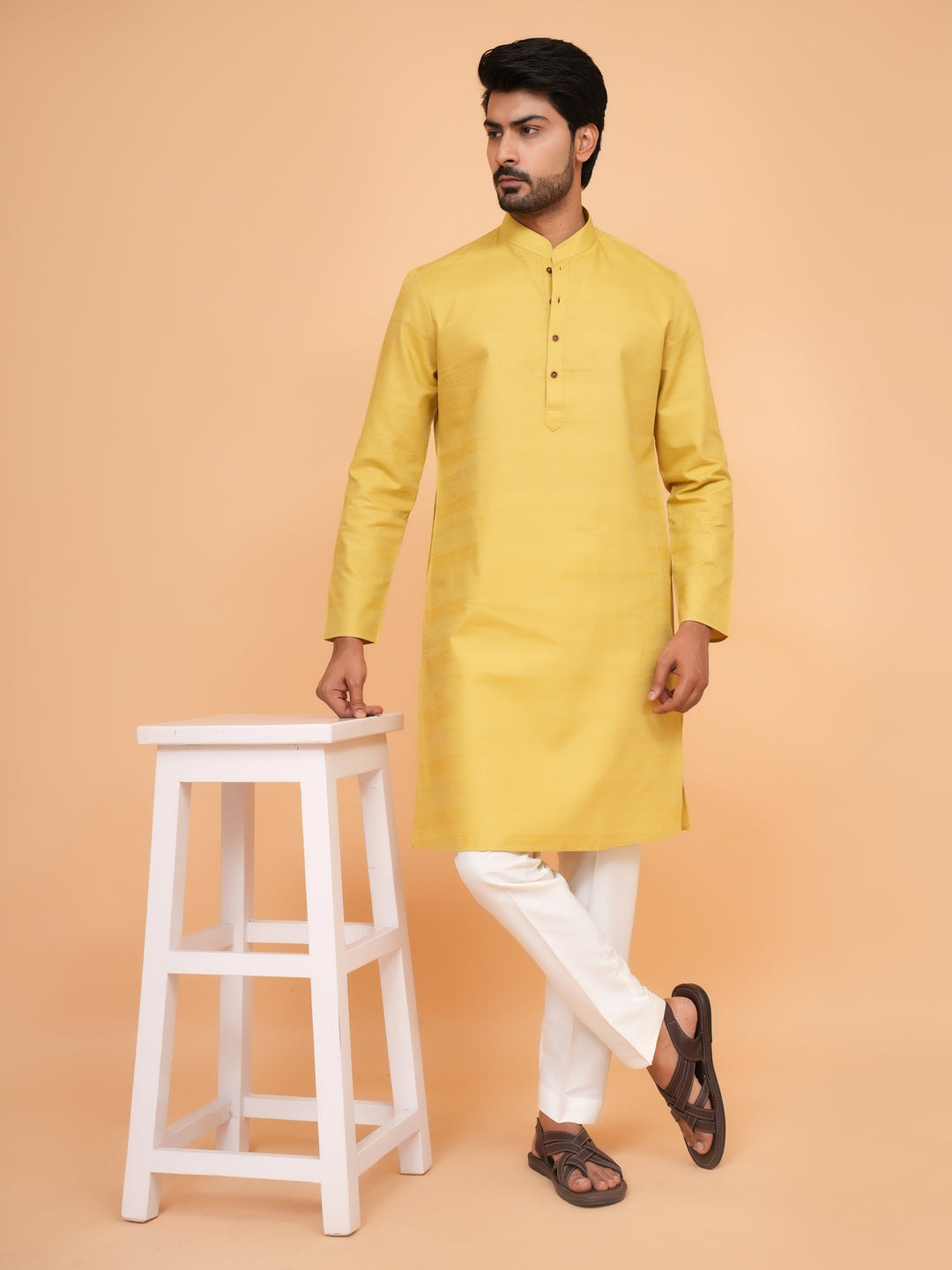 Striped Mustard Kurta Set - KM45155-67