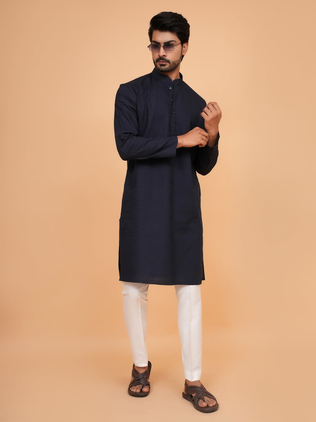 Striped Navy Blue Kurta Set - KM45155-62