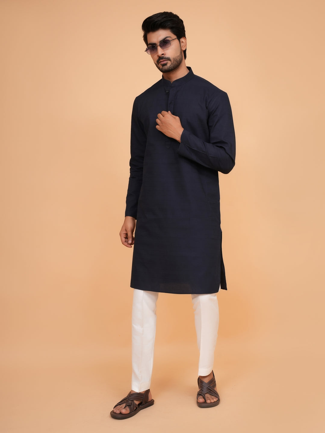 Striped Navy Blue Kurta Set - KM45155-62