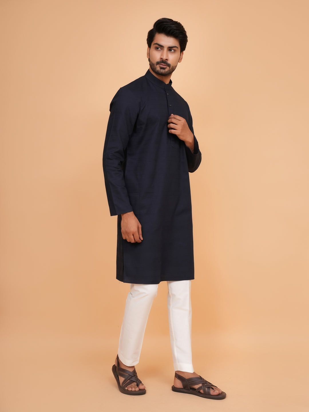 Striped Navy Blue Kurta Set - KM45155-62