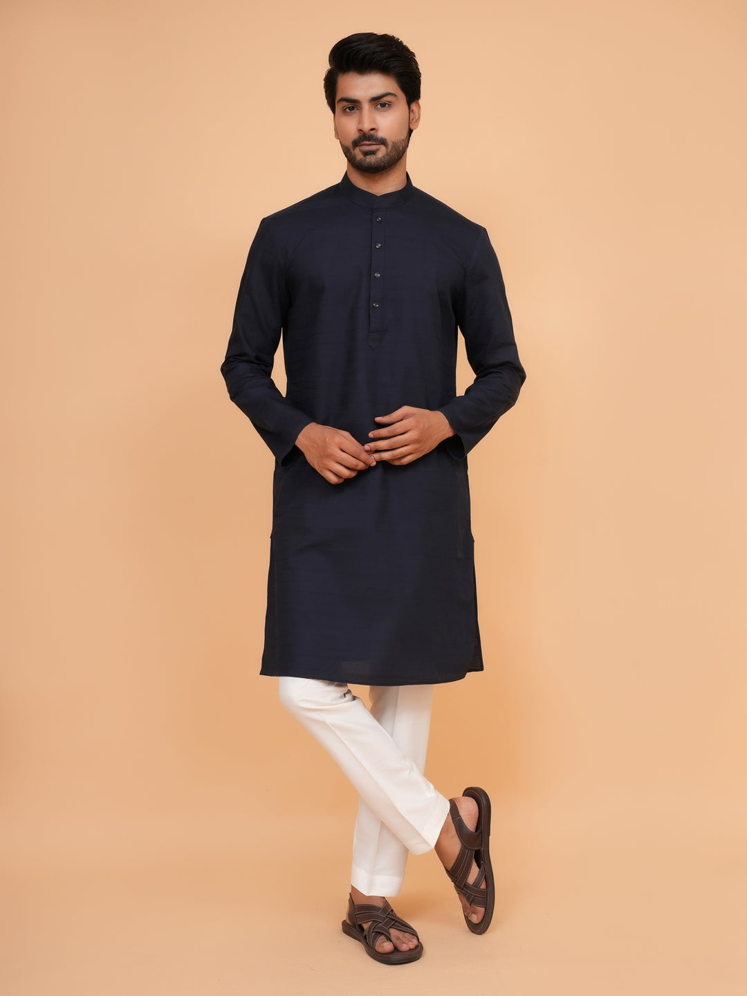 Striped Navy Blue Kurta Set - KM45155-62