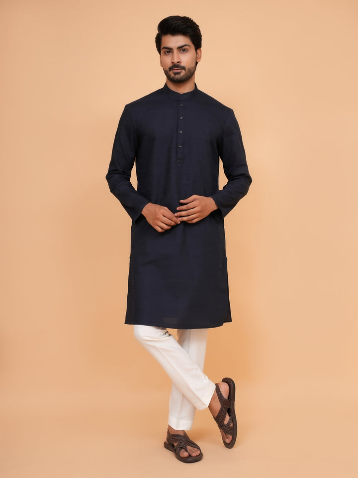 Striped Navy Blue Kurta Set - KM45155-62