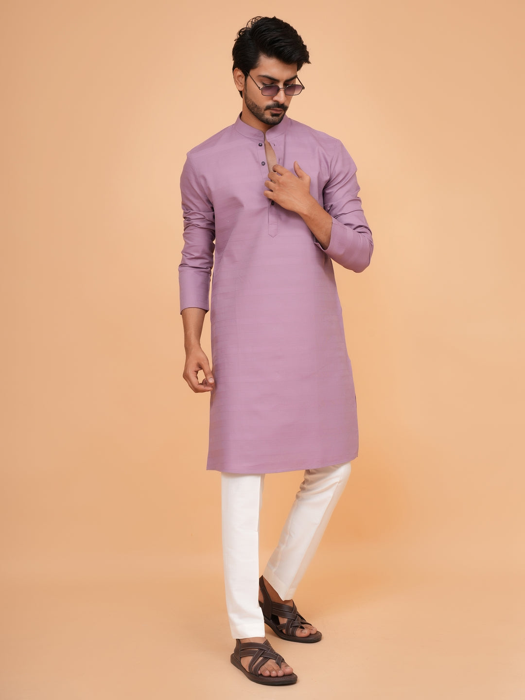 Striped Purple Kurta Set - KM45155-69