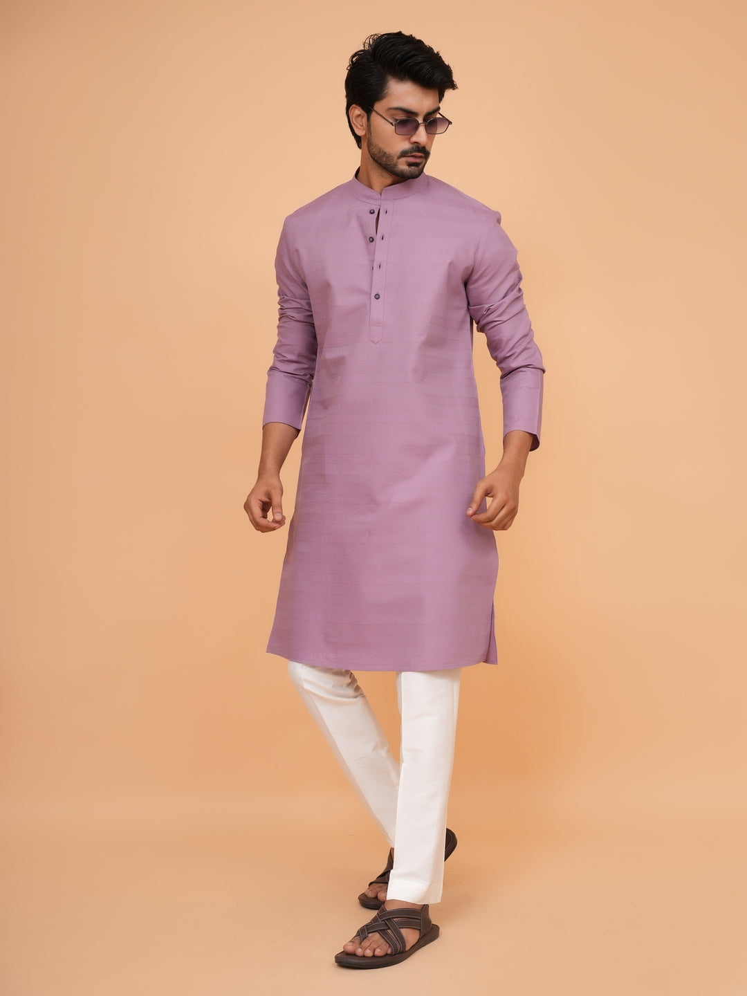 Striped Purple Kurta Set - KM45155-69