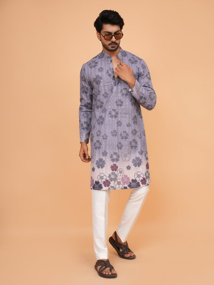 Sequence Grey Kurta Set - KM45196-8524A