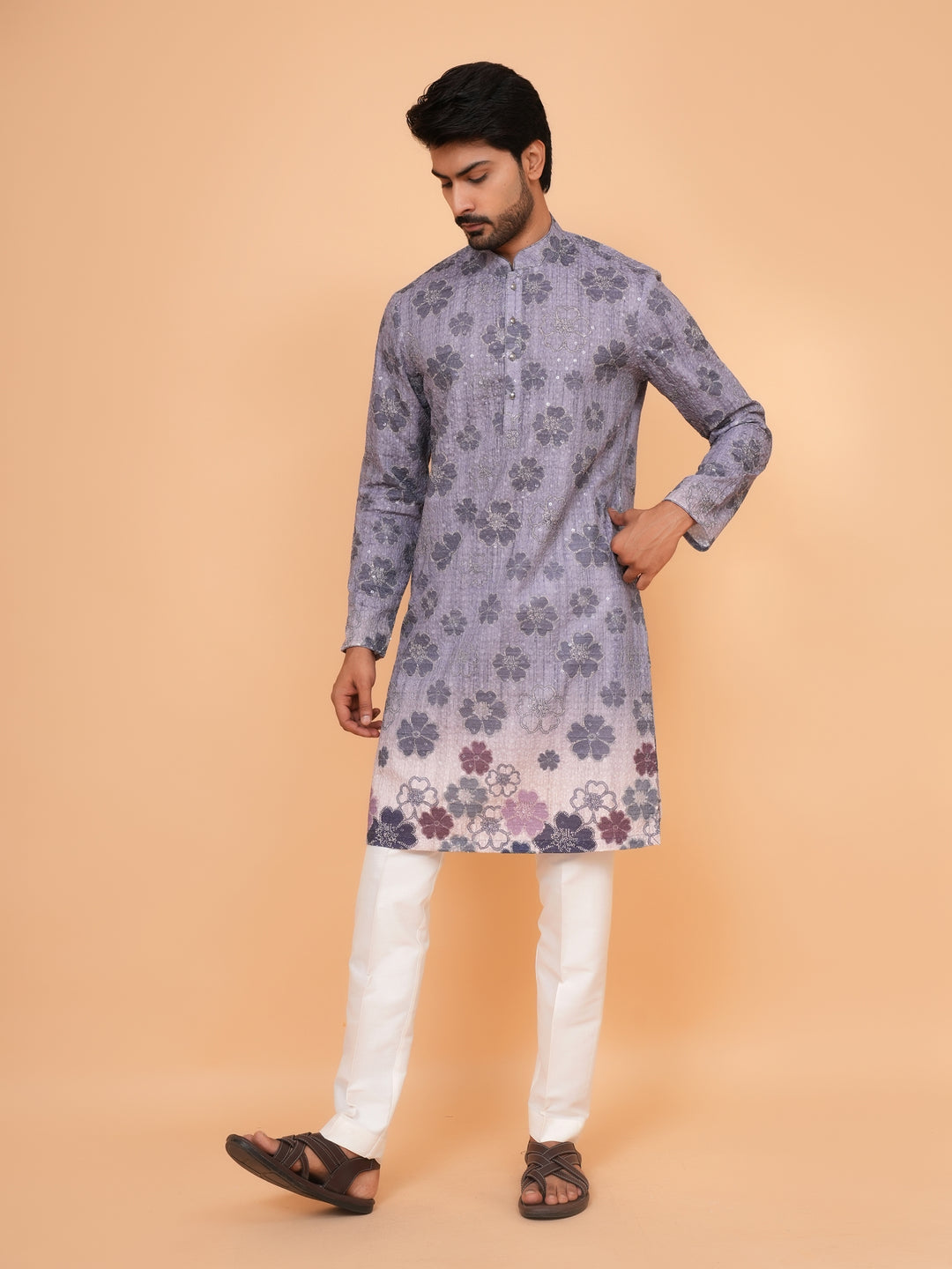 Sequence Grey Kurta Set - KM45196-8524A