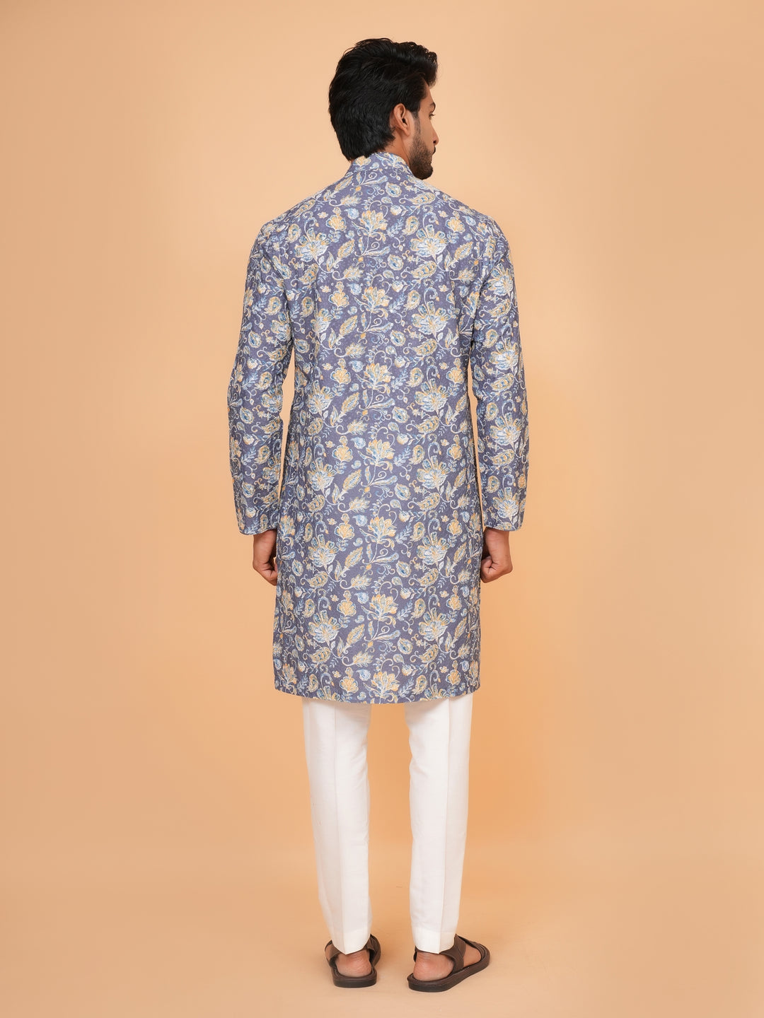 Floral Grey Kurta Set - KM45197-8505D