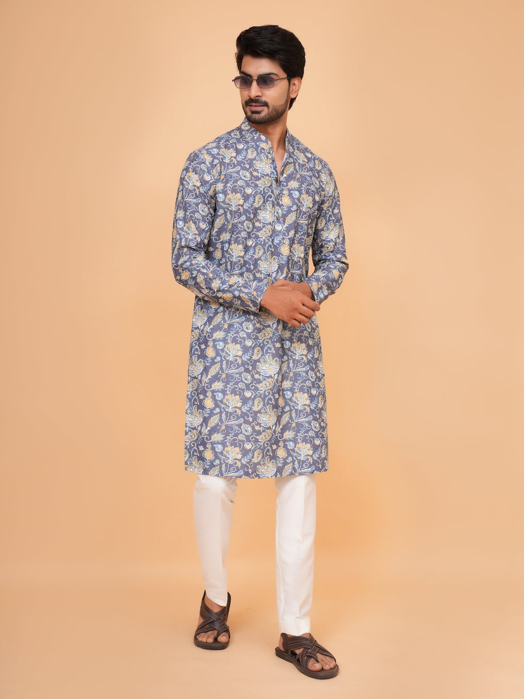 Floral Grey Kurta Set - KM45197-8505D