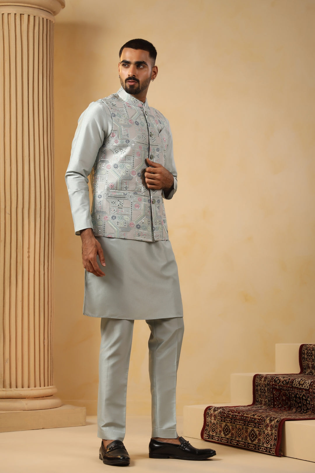 Sequence Green Jacket Kurta Set - JM45151-13
