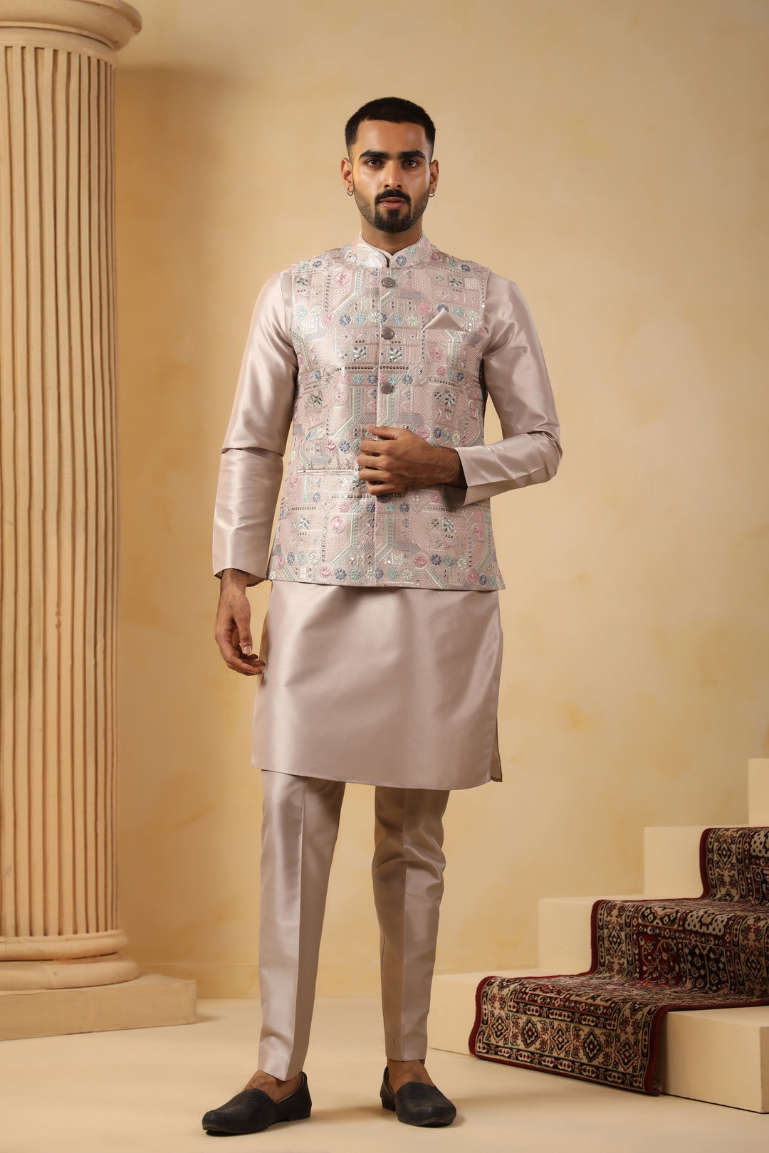 Sequence Grey Jacket Kurta Set - JM45151-8