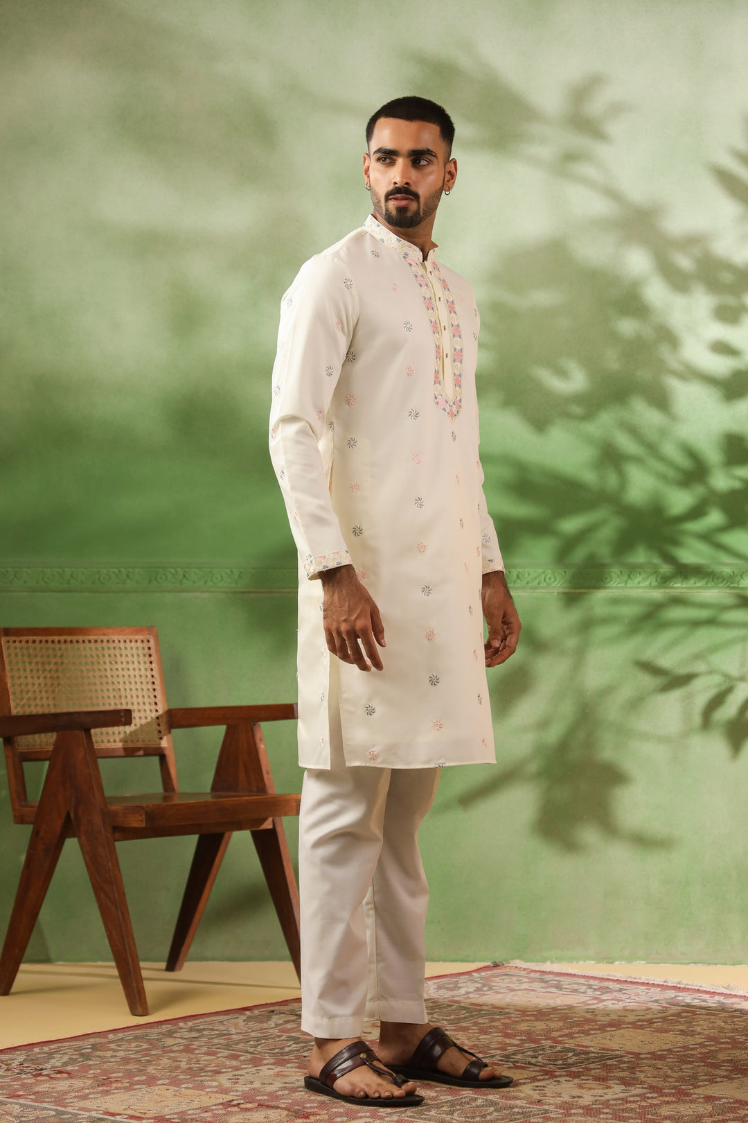 Sequence Off White Kurta Set - KM43482-1