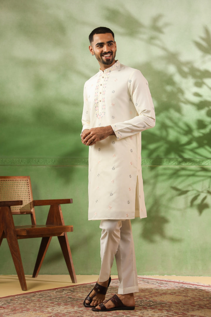 Sequence Off White Kurta Set - KM43482-1