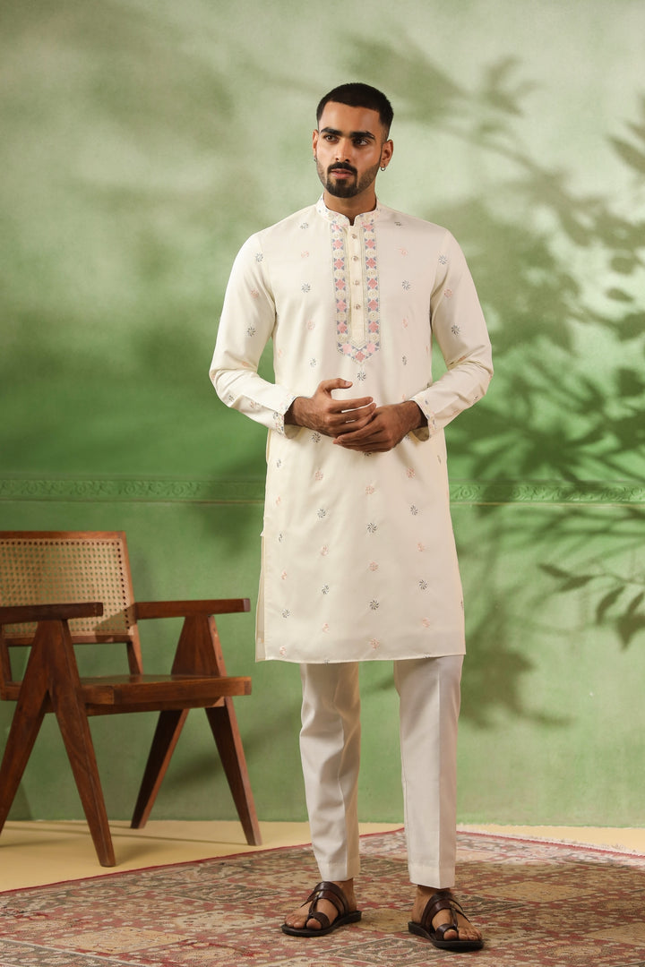 Sequence Off White Kurta Set - KM43482-1