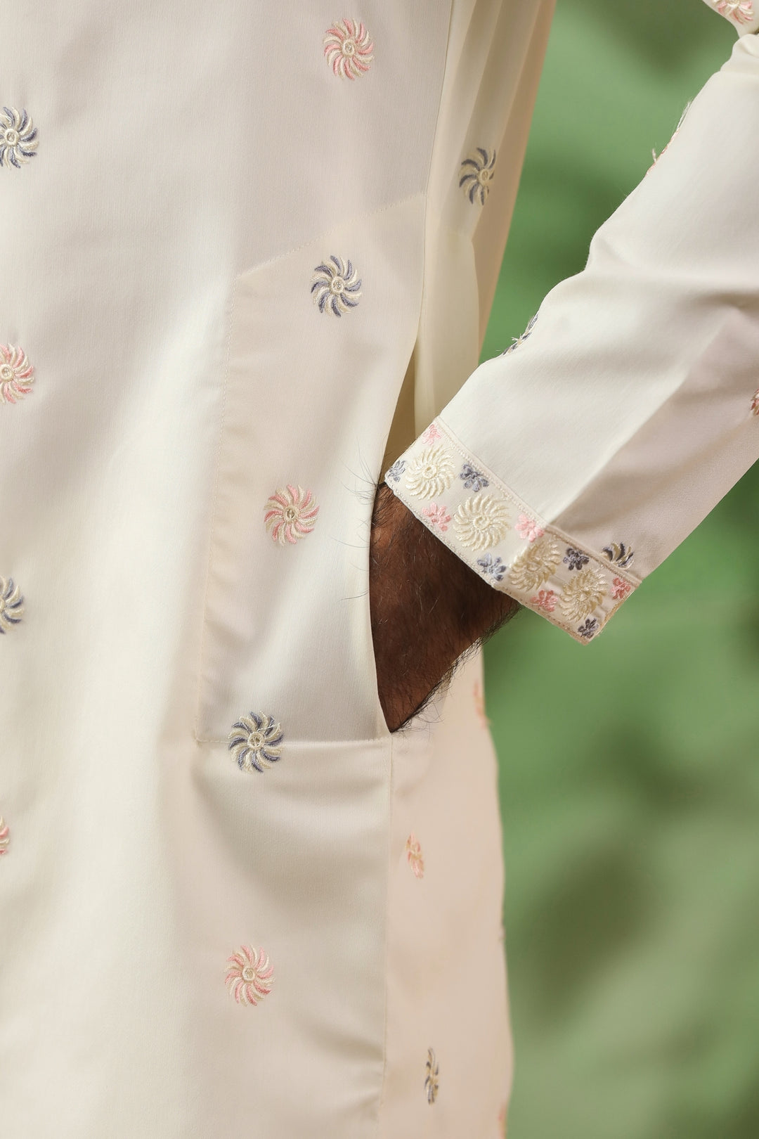 Sequence Off White Kurta Set - KM43482-1