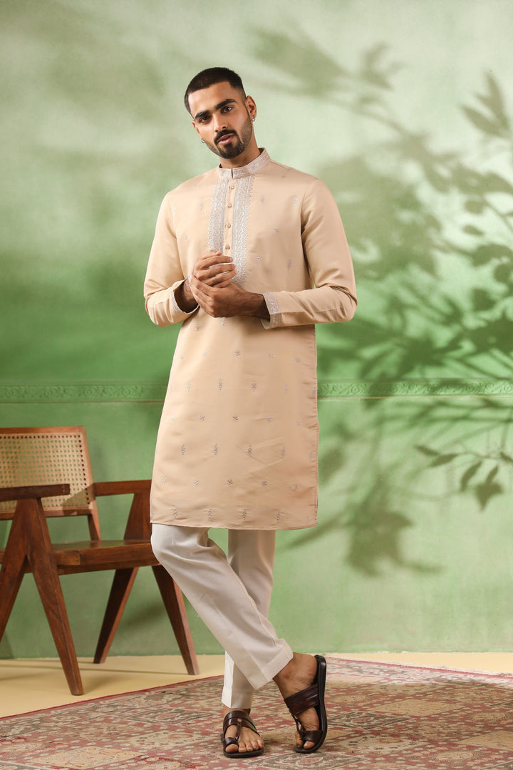Ethnic Motifs Beige Kurta Set - KM43703-2