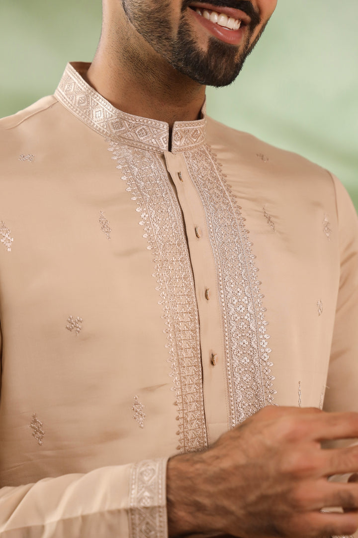 Ethnic Motifs Beige Kurta Set - KM43703-2
