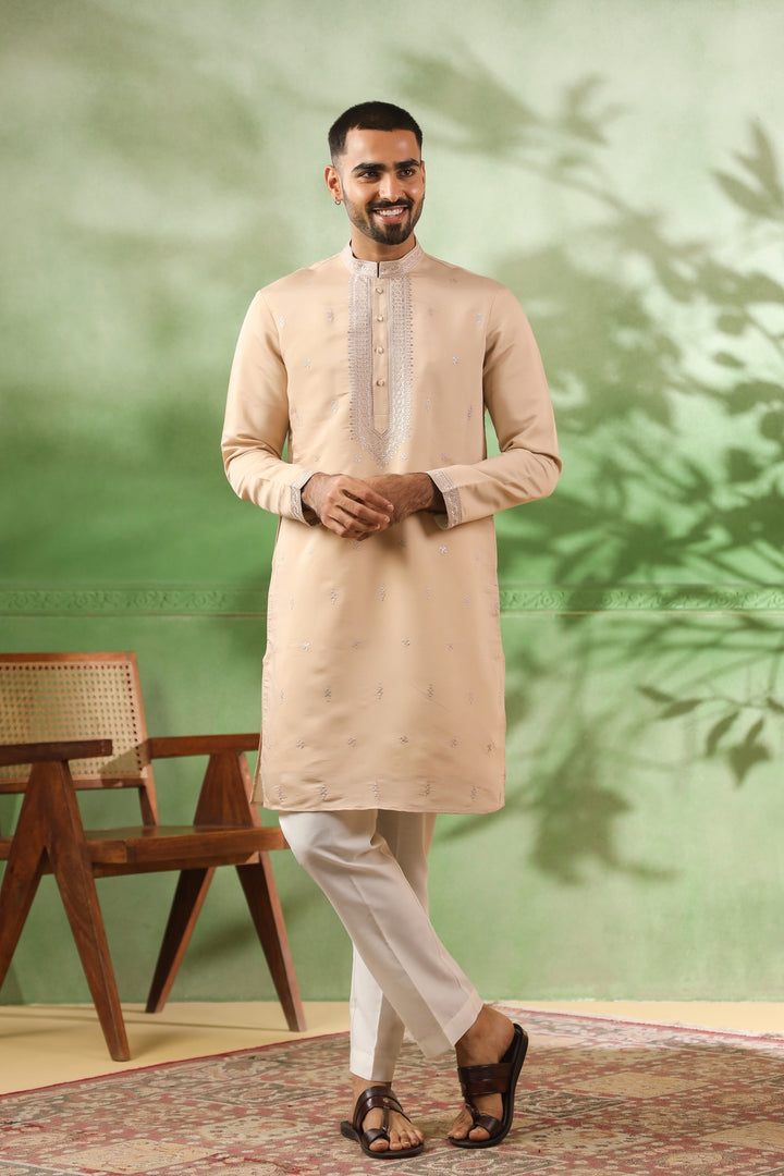 Ethnic Motifs Beige Kurta Set - KM43703-2