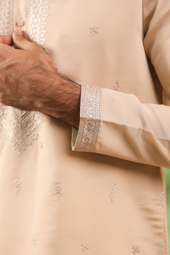 Ethnic Motifs Beige Kurta Set - KM43703-2