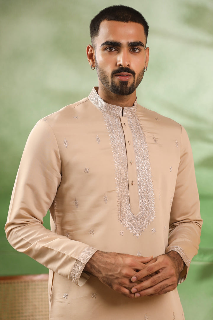 Ethnic Motifs Beige Kurta Set - KM43703-2