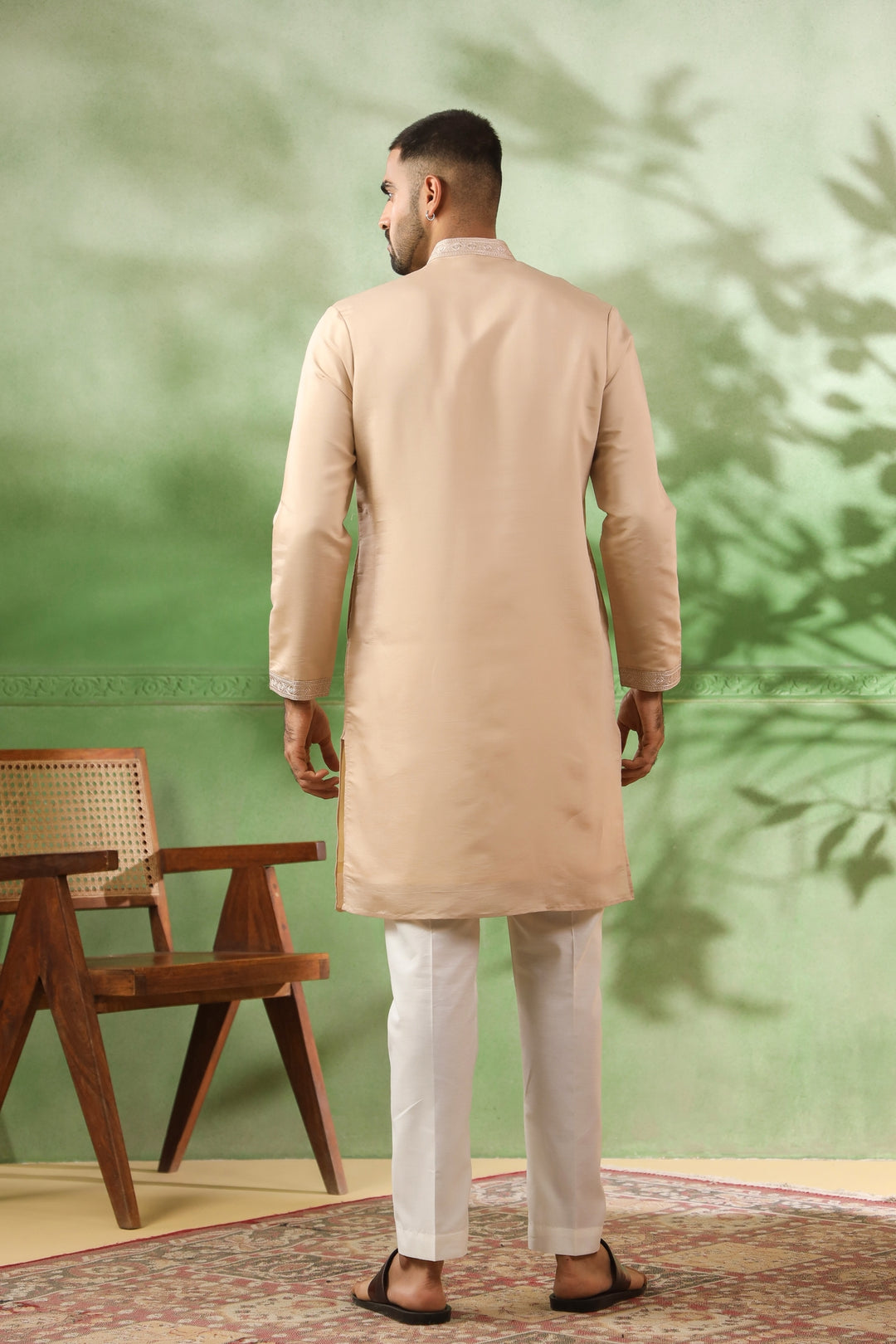 Ethnic Motifs Beige Kurta Set - KM43703-2