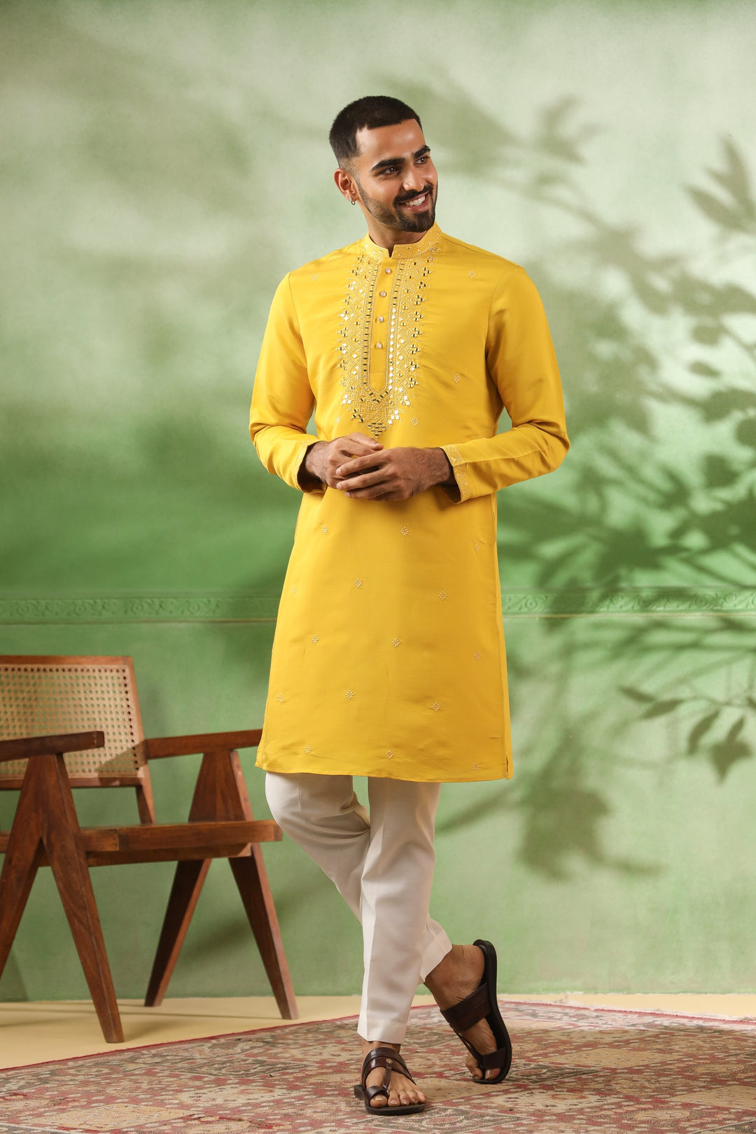 Mirror Work Mustard Kurta Set - KM45111-T19