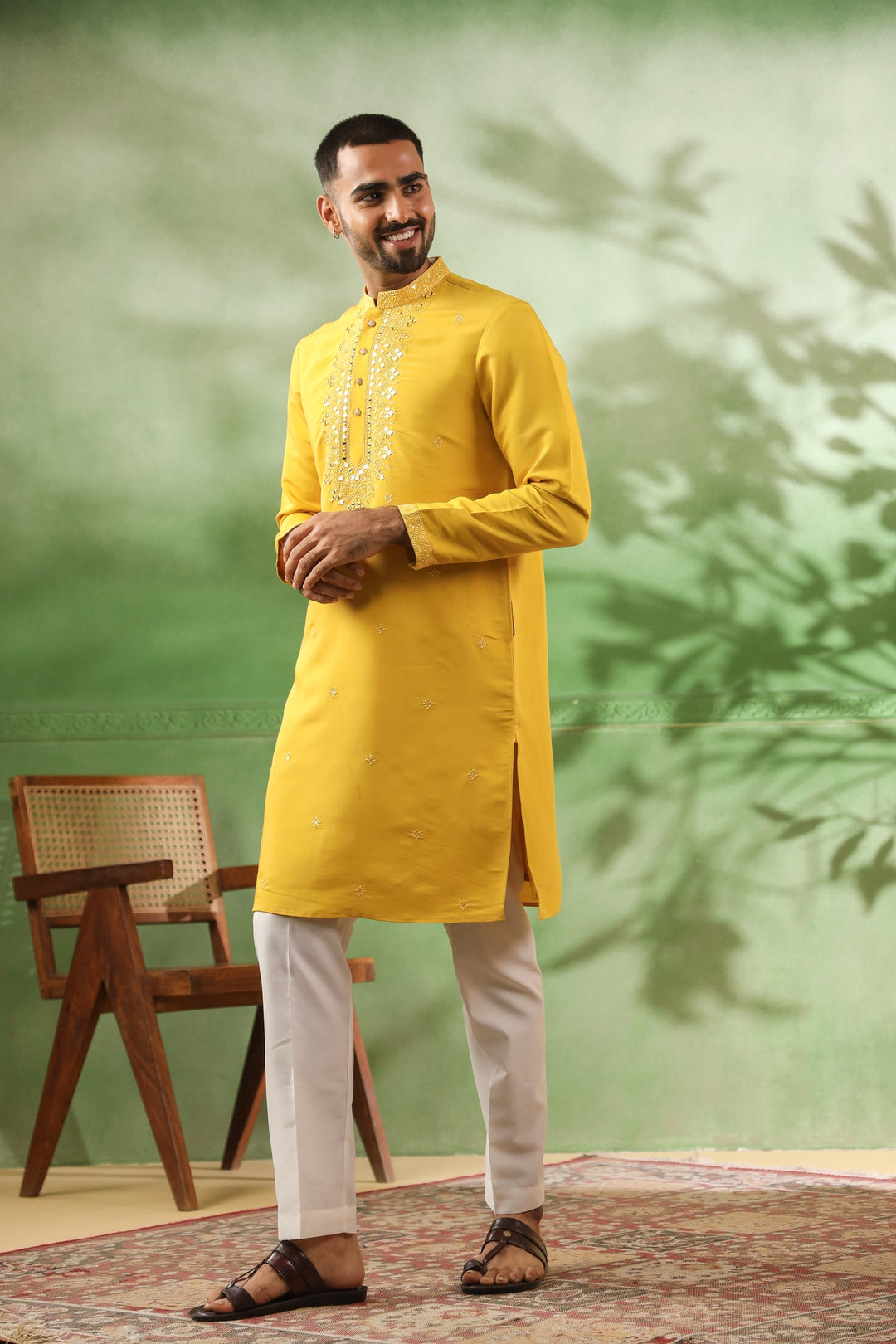 Mirror Work Mustard Kurta Set - KM45111-T19