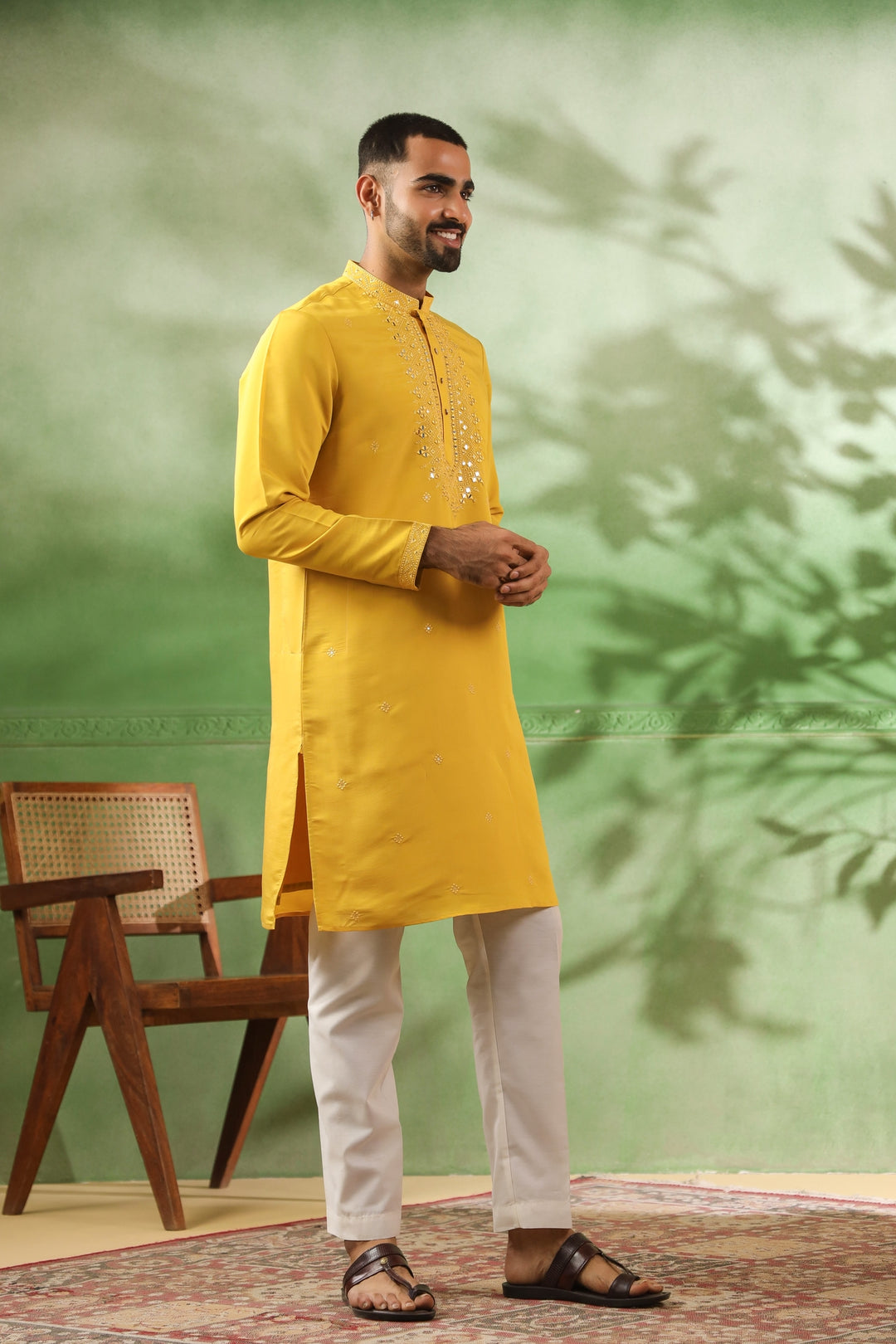 Mirror Work Mustard Kurta Set - KM45111-T19