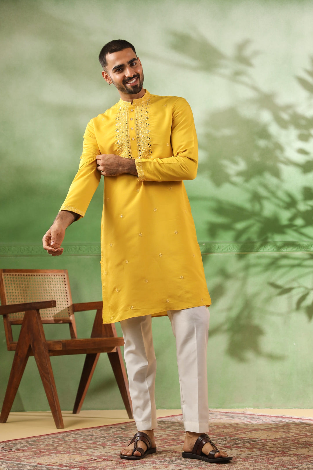 Mirror Work Mustard Kurta Set - KM45111-T19