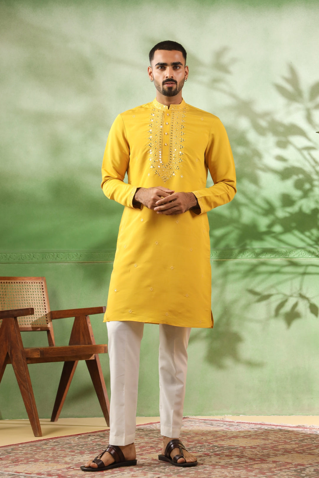 Mirror Work Mustard Kurta Set - KM45111-T19