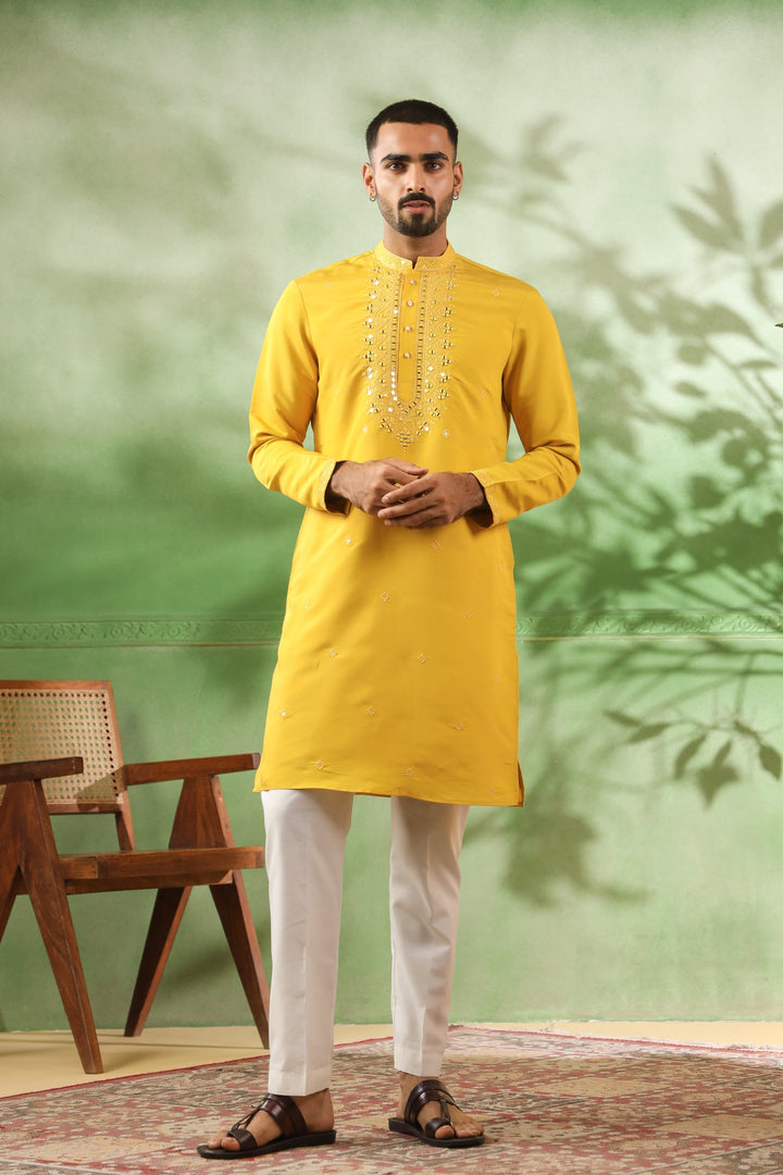 Mirror Work Mustard Kurta Set - KM45111-T19