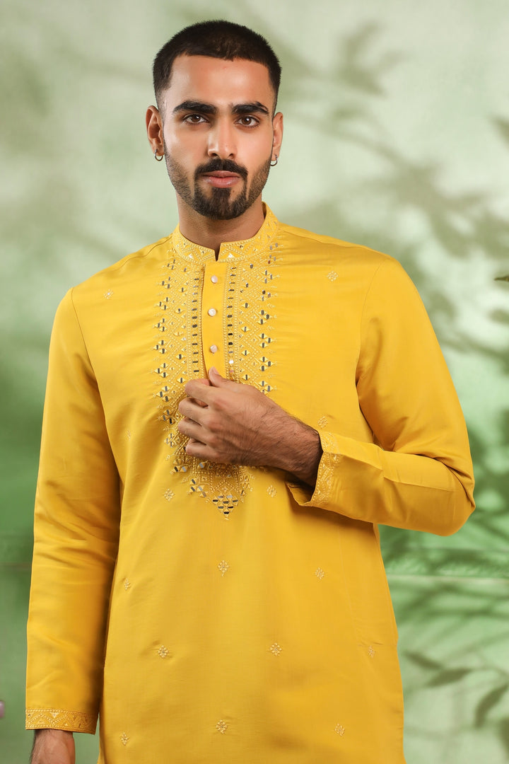 Mirror Work Mustard Kurta Set - KM45111-T19