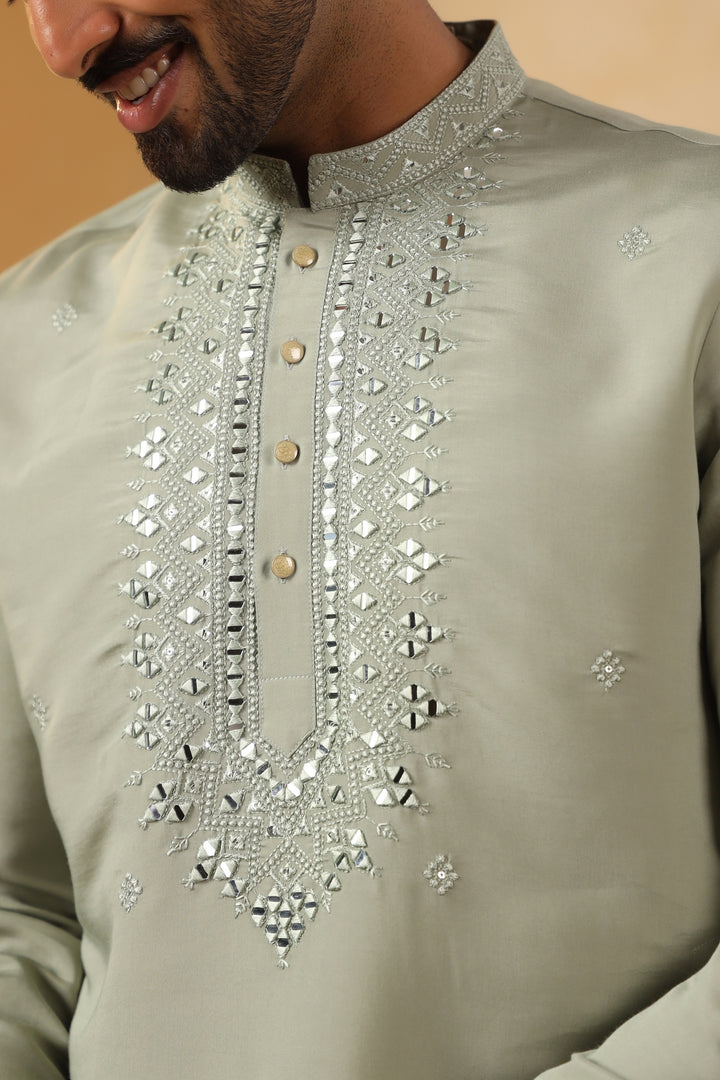 Mirror Work Pista Kurta Set - KM45111-T5