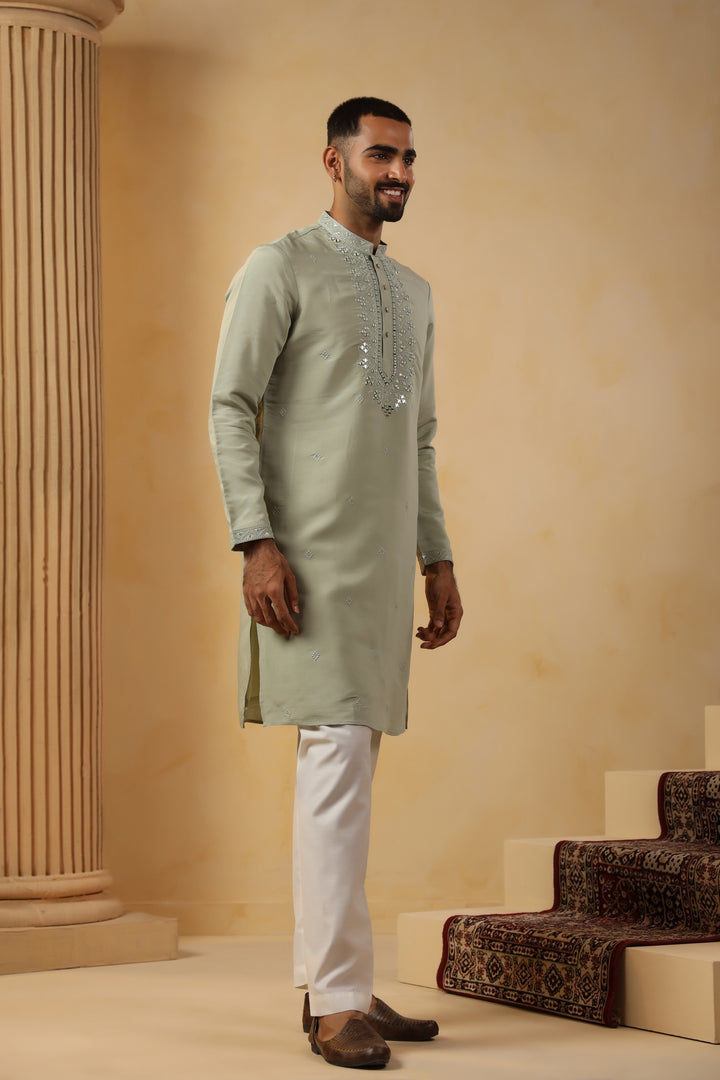 Mirror Work Pista Kurta Set - KM45111-T5
