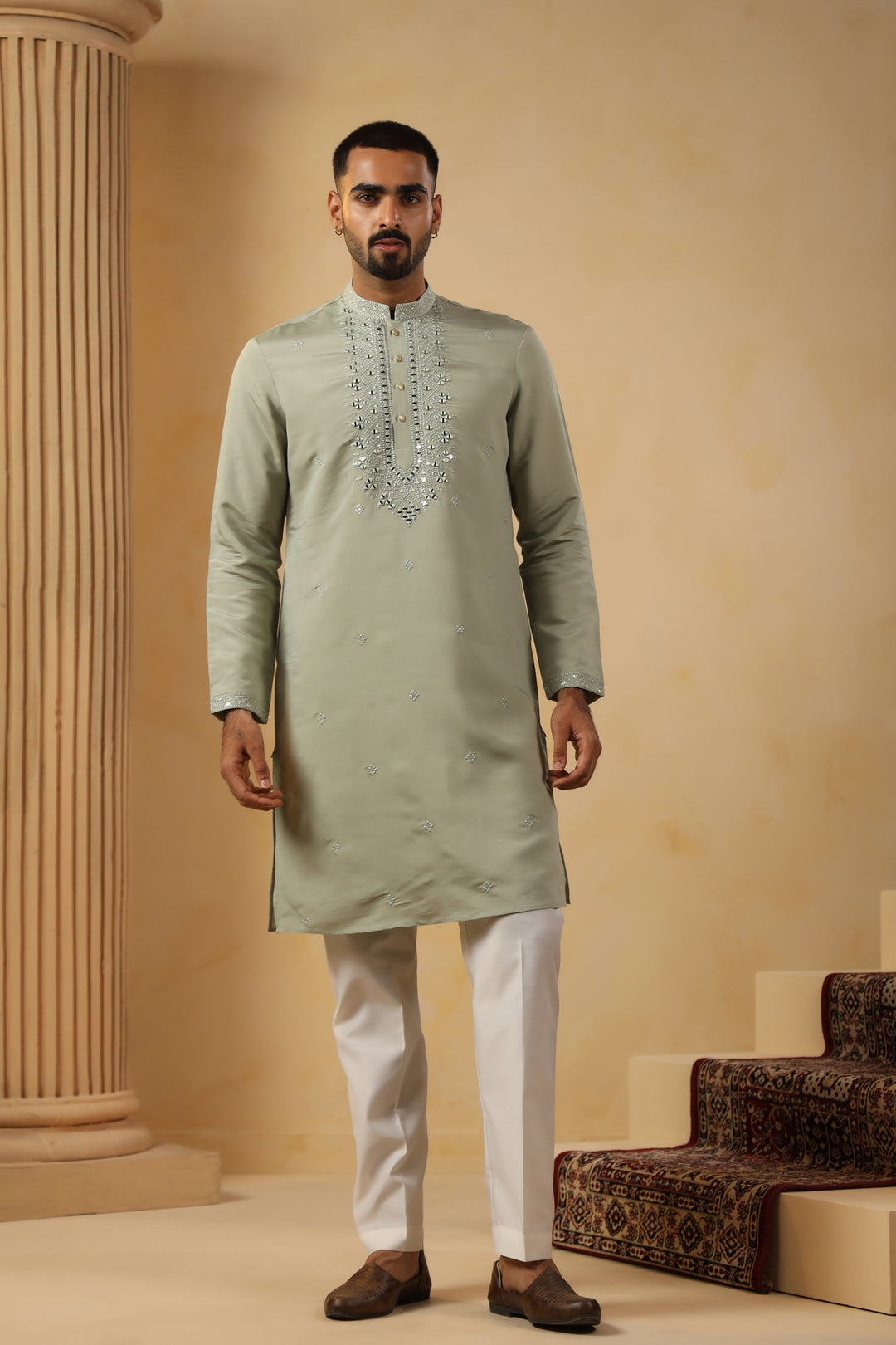Mirror Work Pista Kurta Set - KM45111-T5