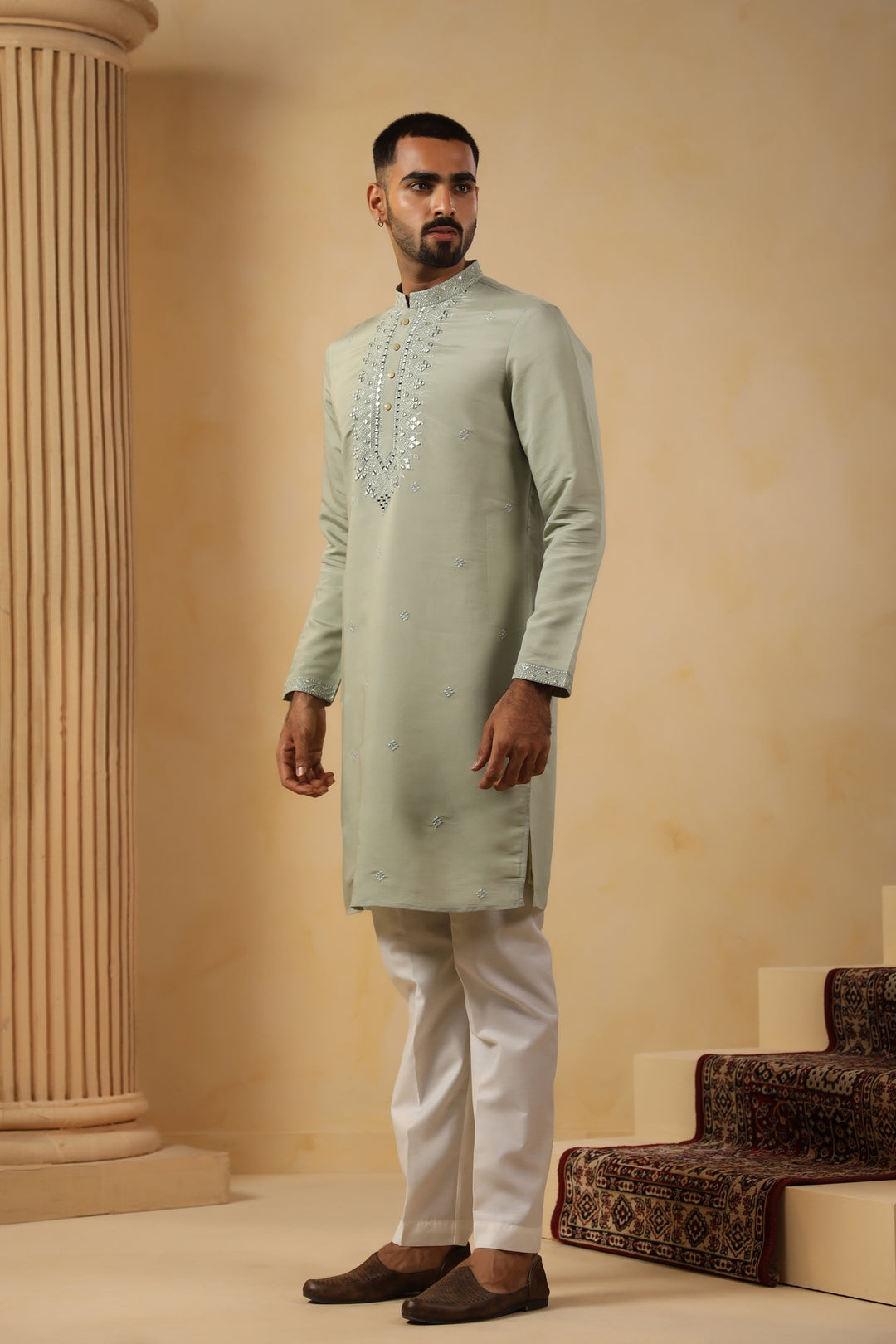 Mirror Work Pista Kurta Set - KM45111-T5