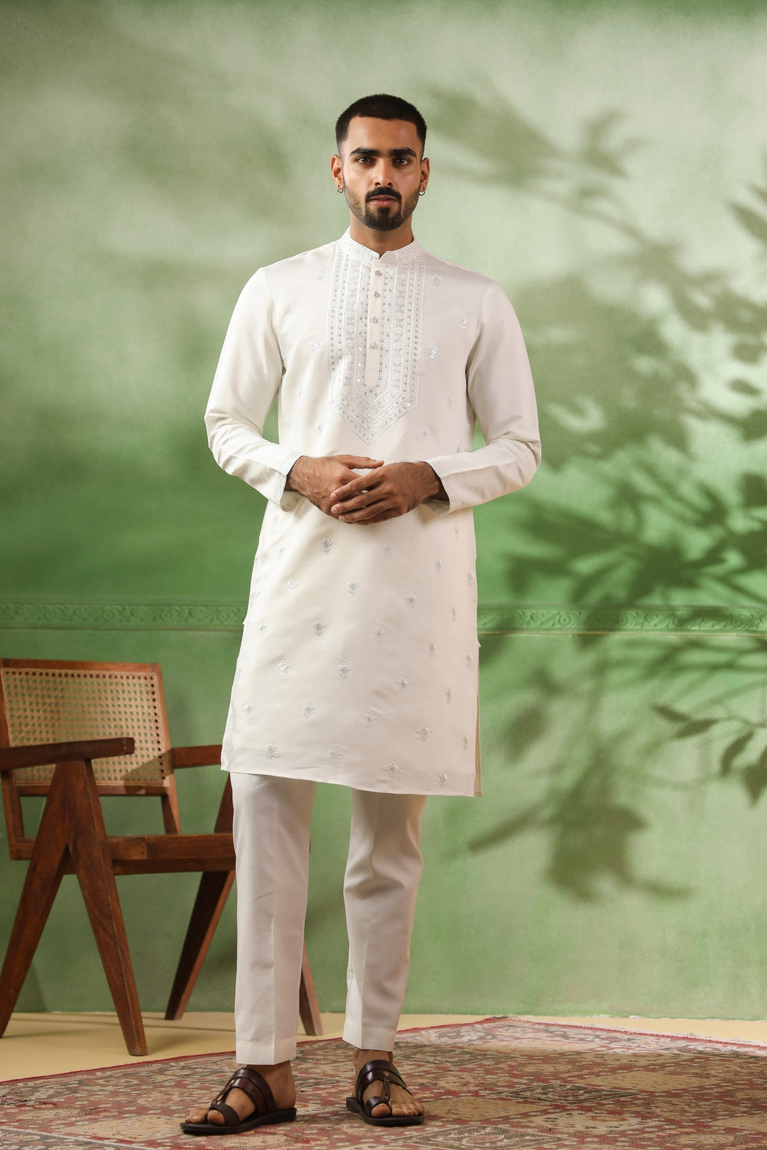 Sequence Off White Kurta Set - KM45112-T1