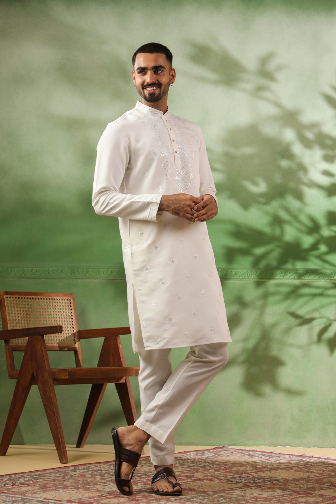 Sequence Off White Kurta Set - KM45112-T1