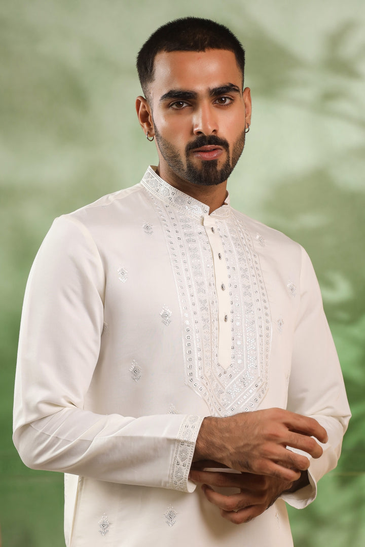Sequence Off White Kurta Set - KM45112-T1