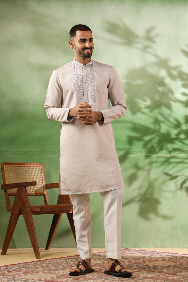 Ethnic Motifs Grey Kurta Set - KM45113-T6