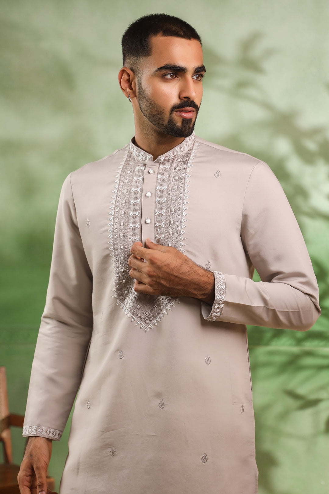 Ethnic Motifs Grey Kurta Set - KM45113-T6