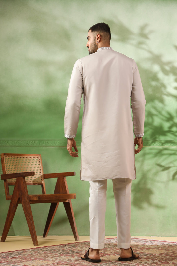 Ethnic Motifs Grey Kurta Set - KM45113-T6