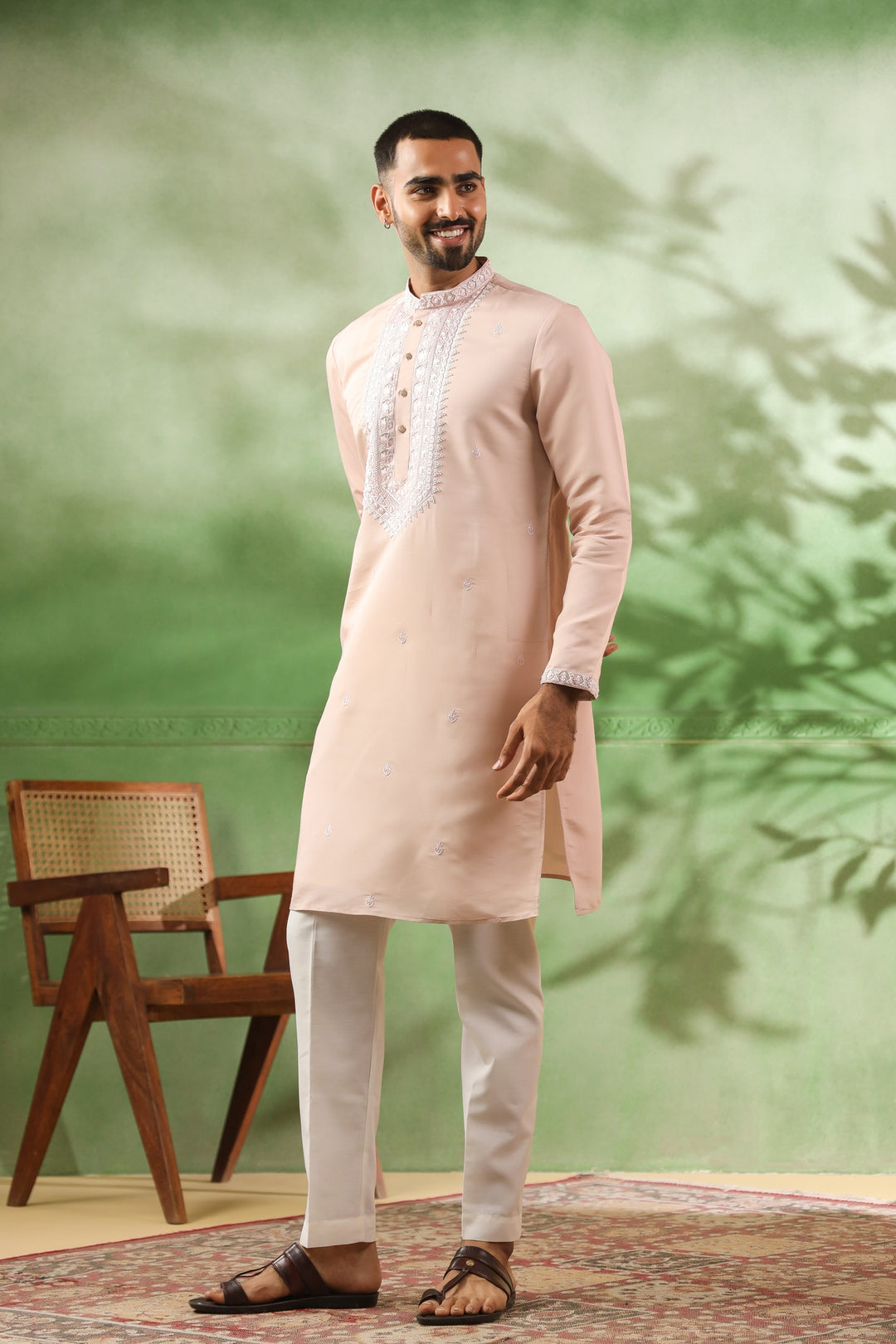 Ethnic Motifs Peach Kurta Set - KM45113-T4