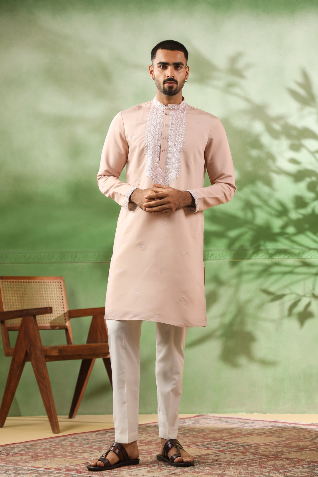 Ethnic Motifs Peach Kurta Set - KM45113-T4