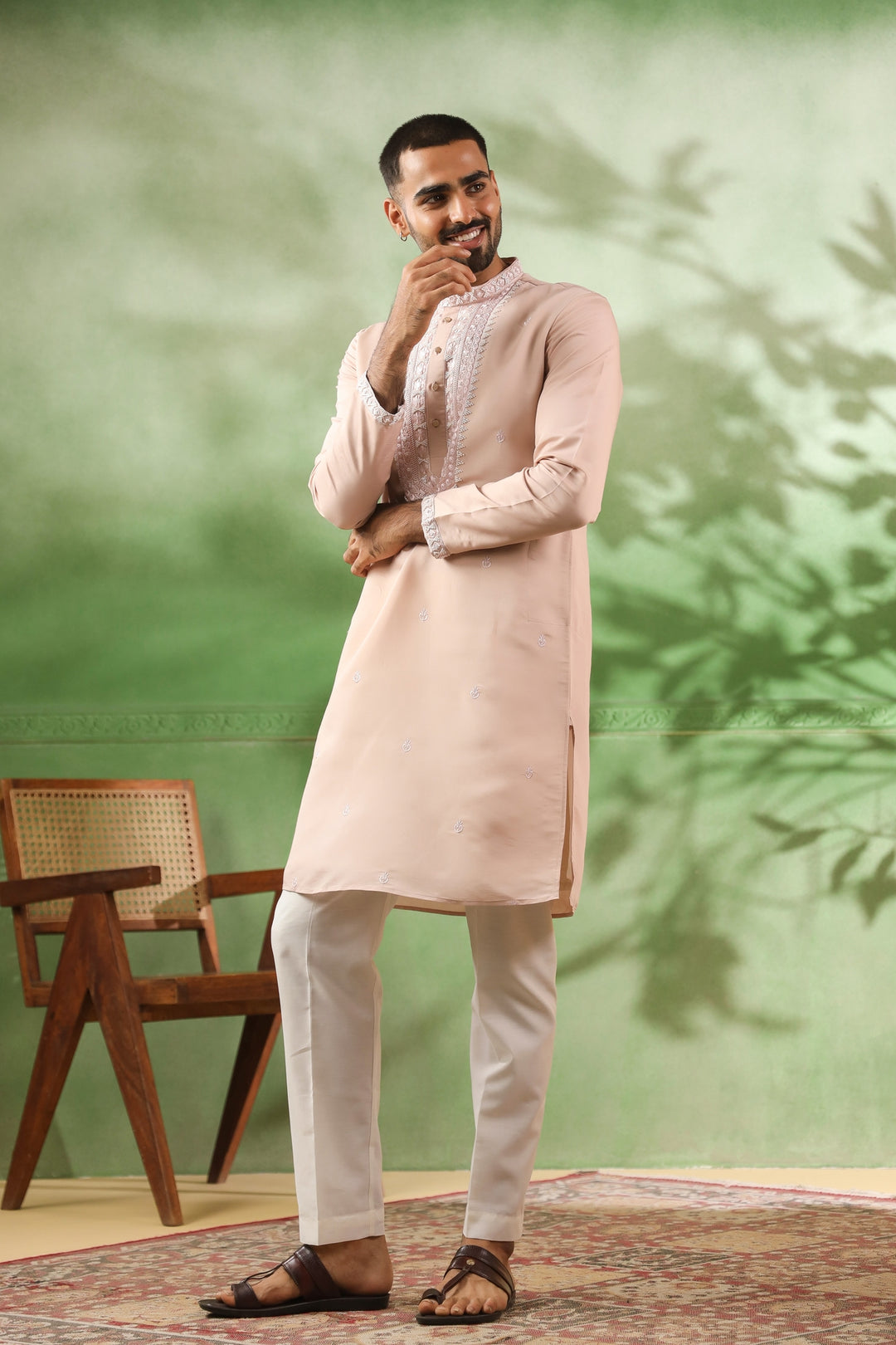 Ethnic Motifs Peach Kurta Set - KM45113-T4