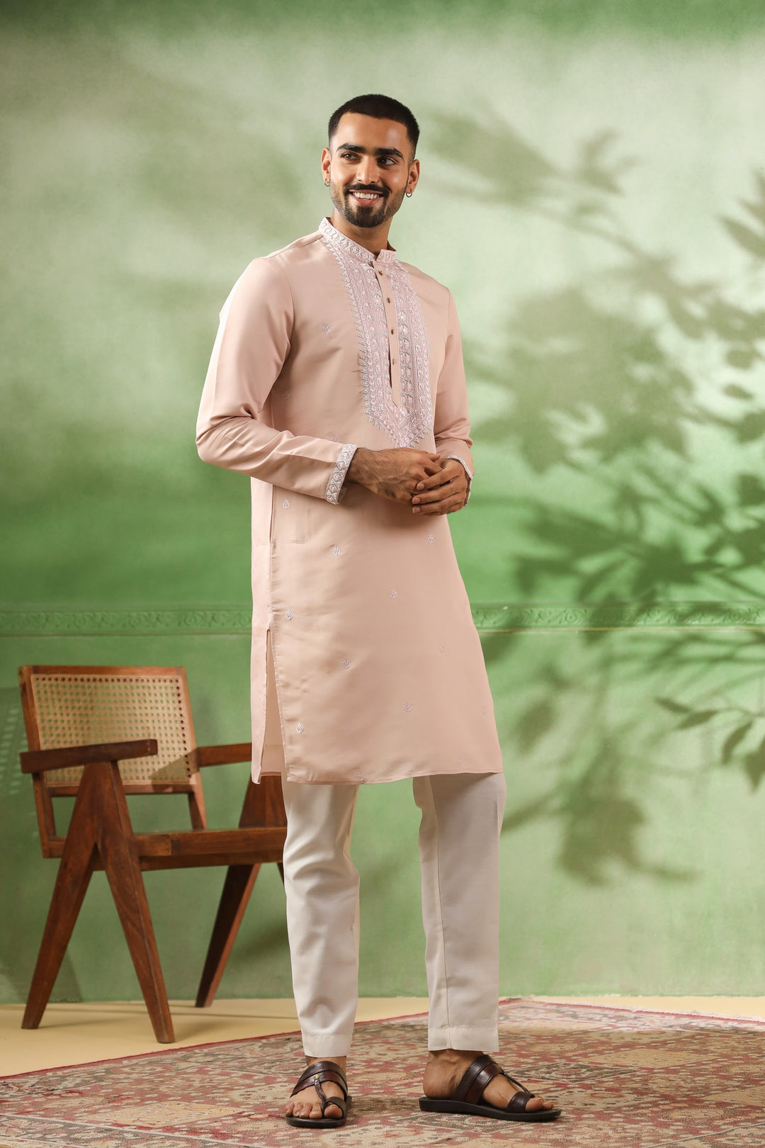 Ethnic Motifs Peach Kurta Set - KM45113-T4