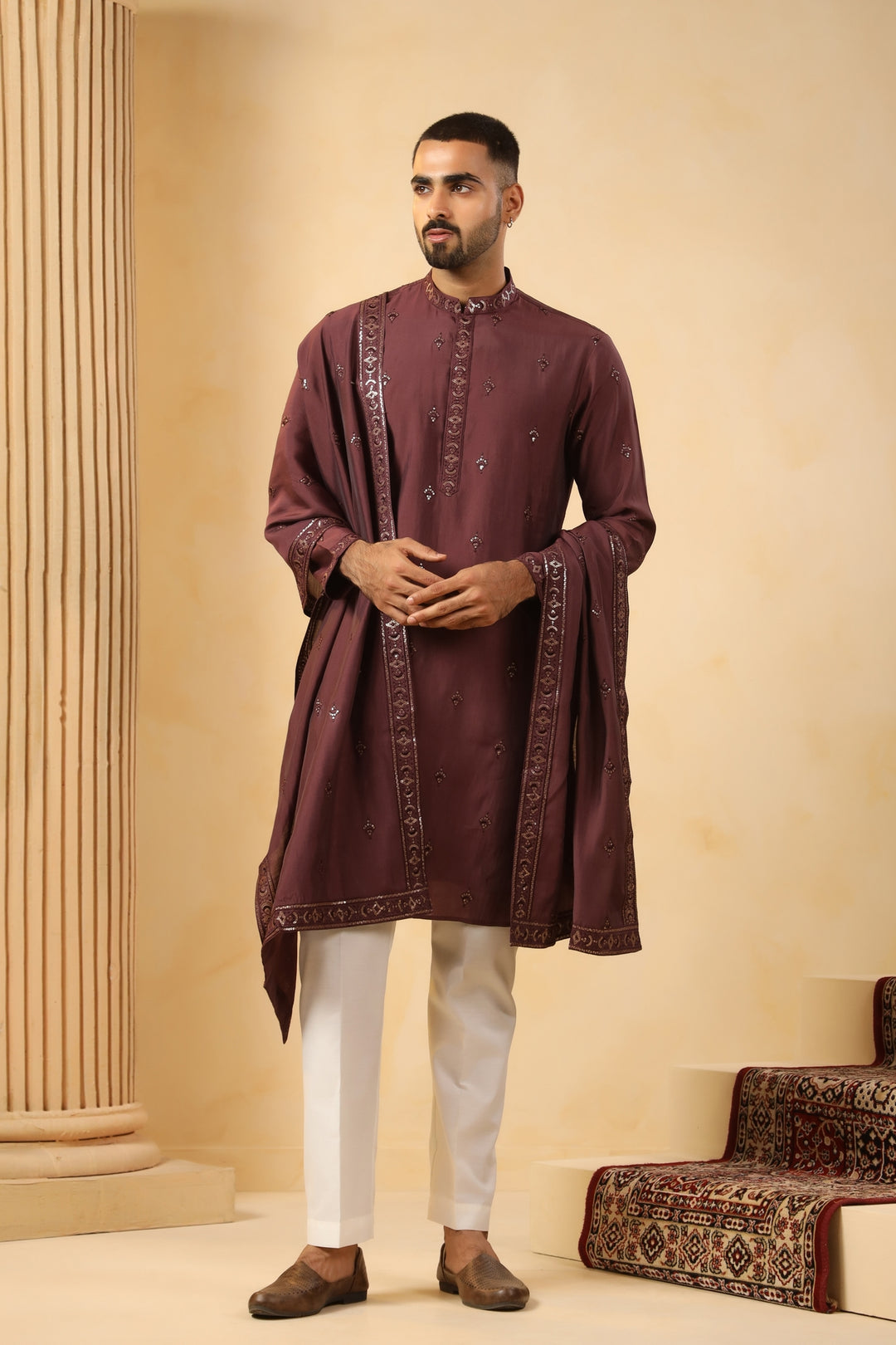 Sequence Wine Kurta Set - KM45132D-12