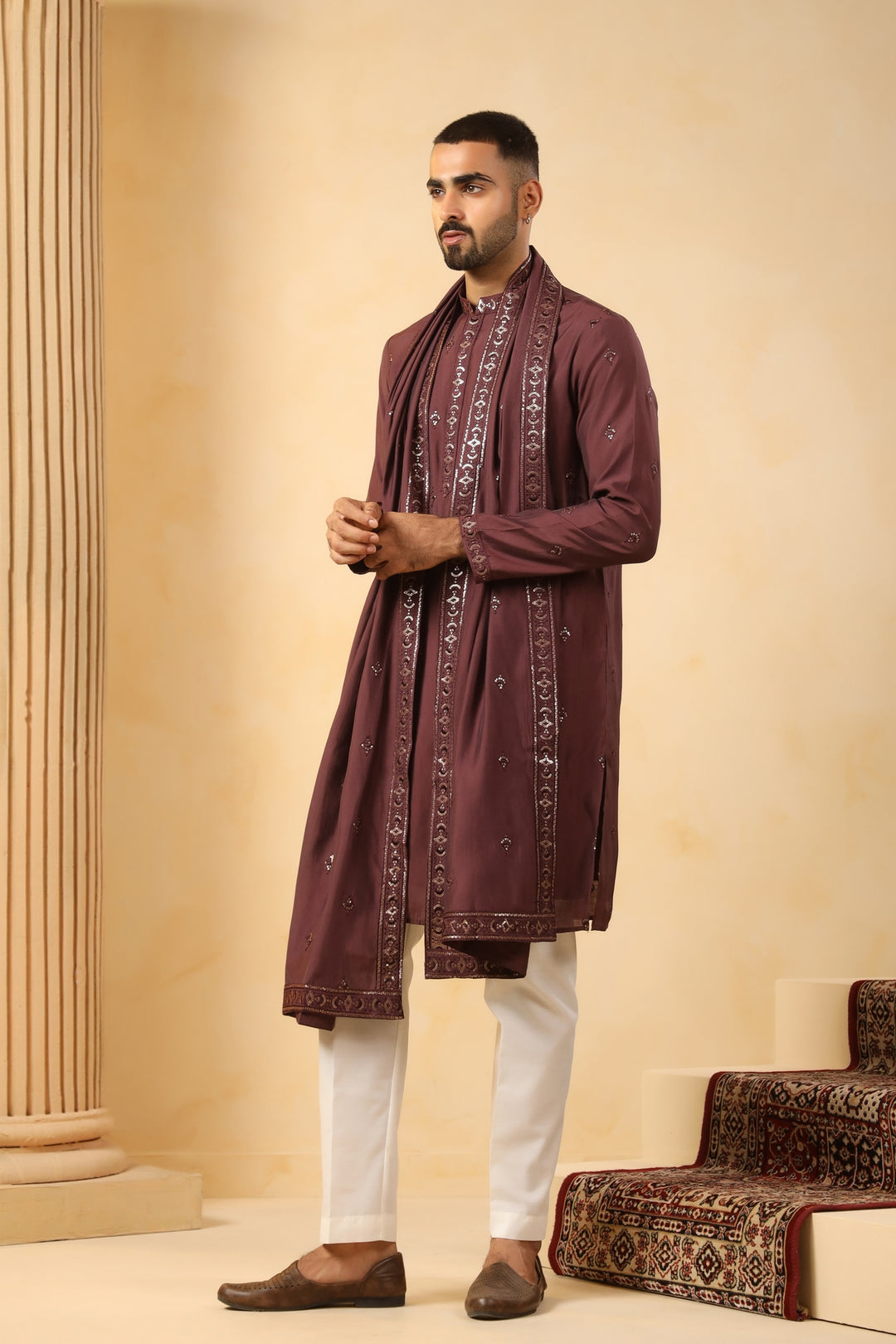 Sequence Wine Kurta Set - KM45132D-12