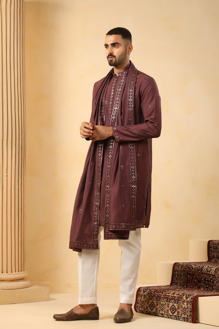 Sequence Wine Kurta Set - KM45132D-12