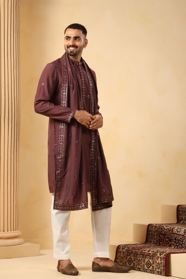 Sequence Wine Kurta Set - KM45132D-12