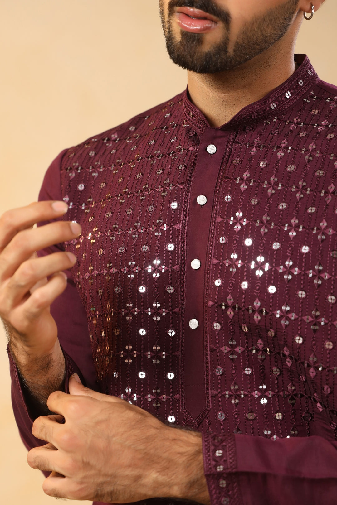 Sequence Wine Kurta Set - KM45152-1